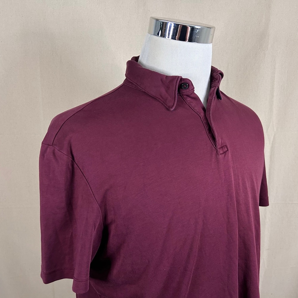 Charles Tyrwhitt Large Regular Fit Polo Shirt Burgundy Solid 100% Cotton Mens